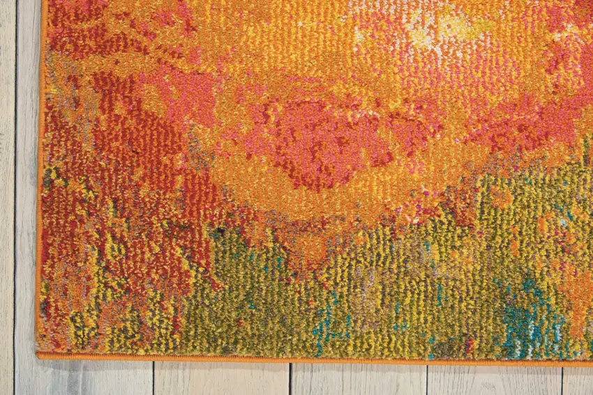Navy Blue Red and Orange Abstract Non Skid Area Rug Photo 4