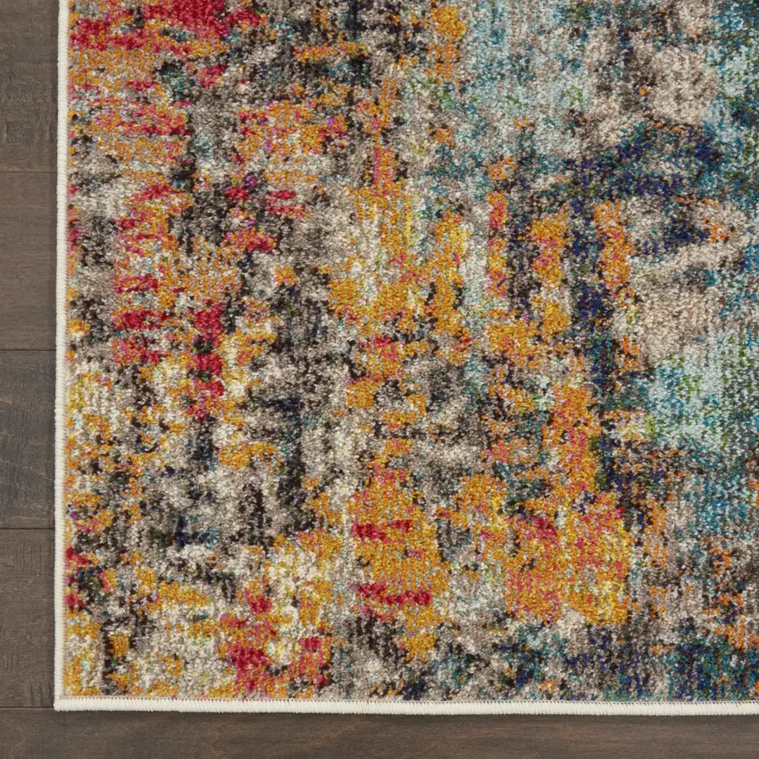 Navy Blue Red and Orange Abstract Non Skid Area Rug Photo 9