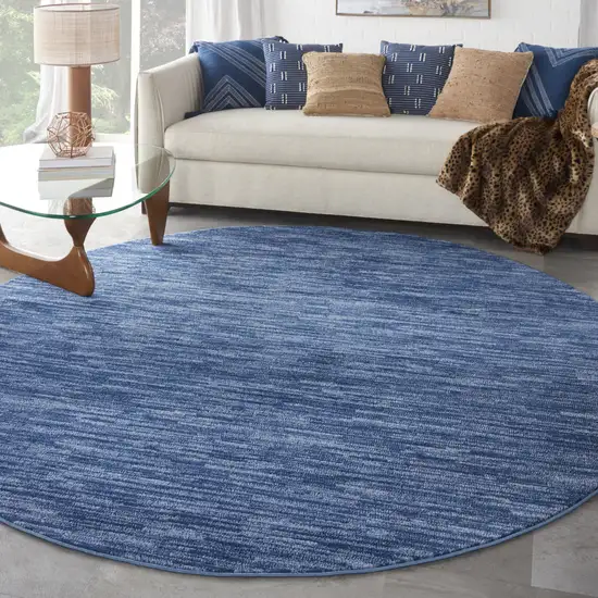 Blue Round Indoor Outdoor Area Rug Photo 5