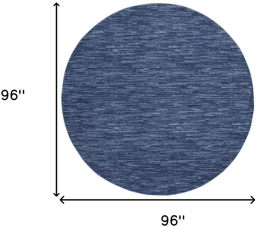 8' Blue Round Non Skid Indoor Outdoor Area Rug Photo 5