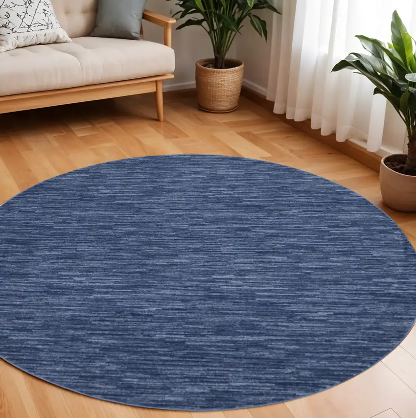 Blue Round Indoor Outdoor Area Rug Photo 2