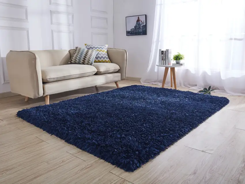 Navy Blue Shag Hand Tufted Area Rug Photo 6
