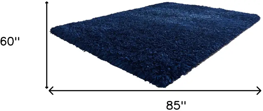 Navy Blue Shag Hand Tufted Area Rug Photo 3