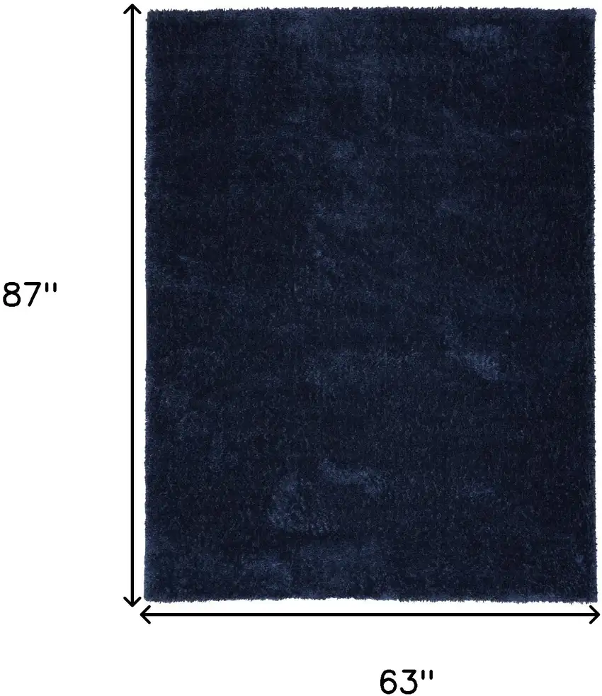 Navy Blue Shag Power Loom Area Rug Photo 3