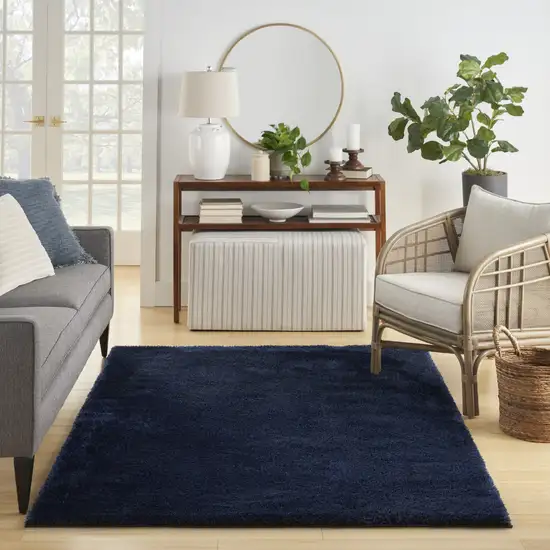 Navy Blue Shag Power Loom Area Rug Photo 7