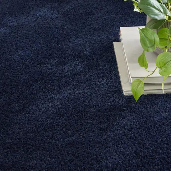 Navy Blue Shag Power Loom Area Rug Photo 5