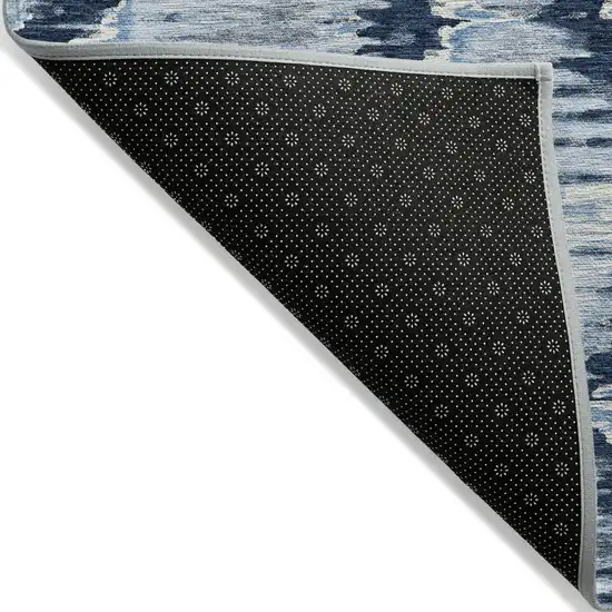 Navy Blue Sky Blue And Ivory Abstract Washable Indoor Outdoor Area Rug Photo 2