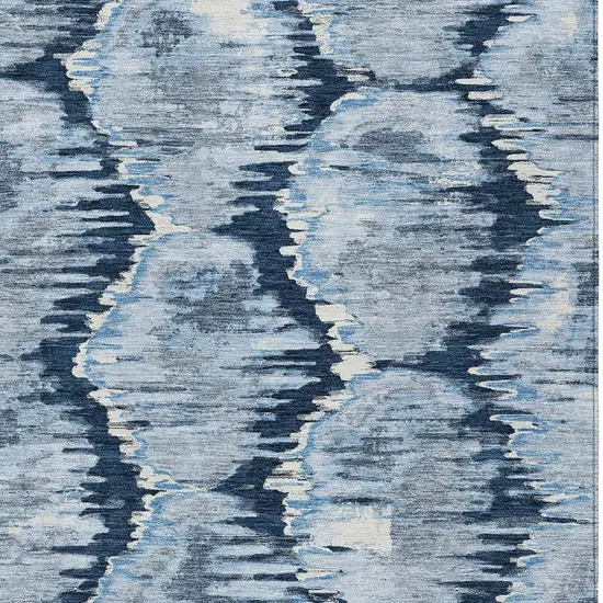 Navy Blue Sky Blue And Ivory Abstract Washable Indoor Outdoor Area Rug Photo 5