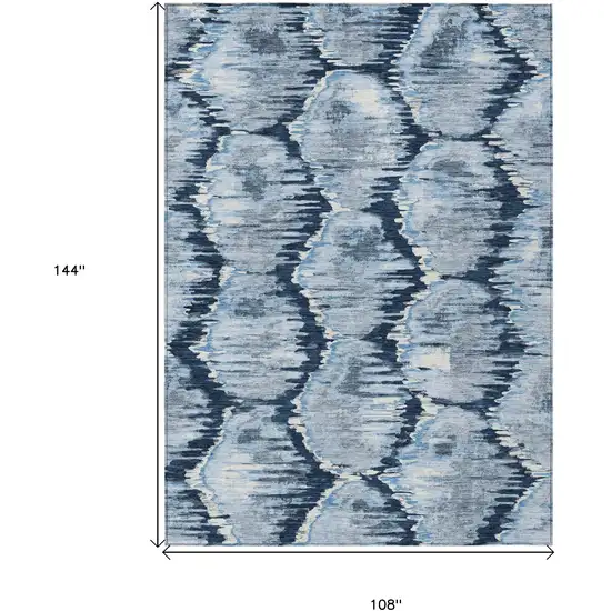 Navy Blue Sky Blue And Ivory Abstract Washable Indoor Outdoor Area Rug Photo 3