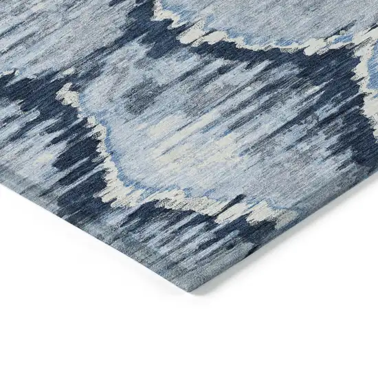 Navy Blue Sky Blue And Ivory Abstract Washable Indoor Outdoor Area Rug Photo 5