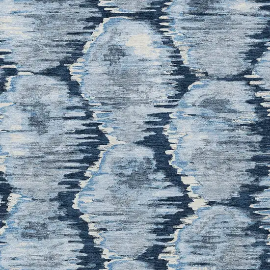 Navy Blue Sky Blue And Ivory Abstract Washable Indoor Outdoor Area Rug Photo 5