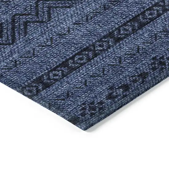 Navy Blue Southwestern Washable Indoor Outdoor Area Rug Photo 5
