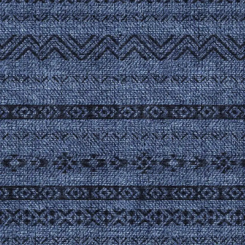 Navy Blue Southwestern Washable Indoor Outdoor Area Rug Photo 6