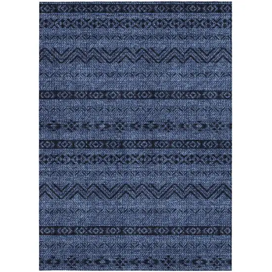 Navy Blue Southwestern Washable Indoor Outdoor Area Rug Photo 7