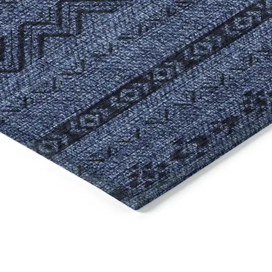 Navy Blue Southwestern Washable Indoor Outdoor Area Rug Photo 5