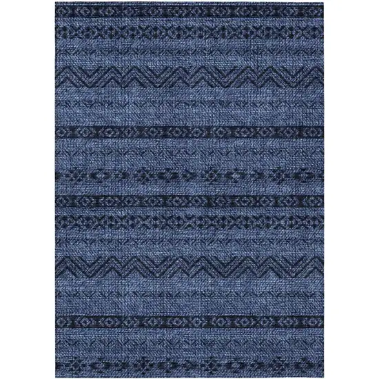 Navy Blue Southwestern Washable Indoor Outdoor Area Rug Photo 2