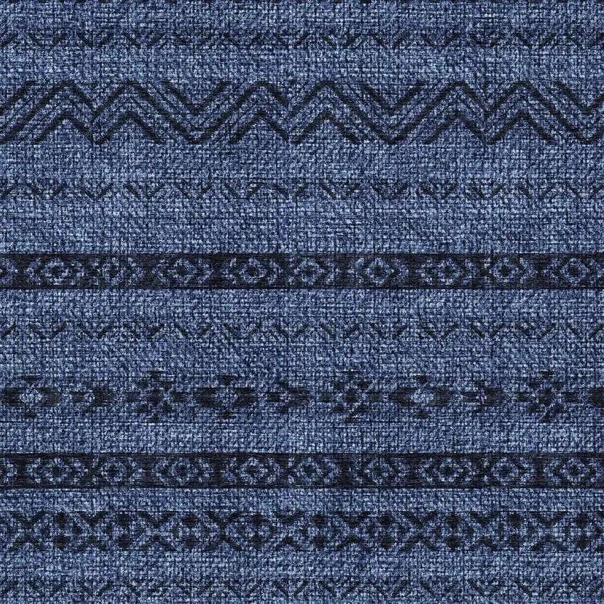 Navy Blue Southwestern Washable Indoor Outdoor Area Rug Photo 6