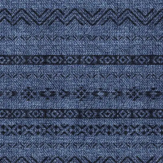 Navy Blue Southwestern Washable Indoor Outdoor Area Rug Photo 6