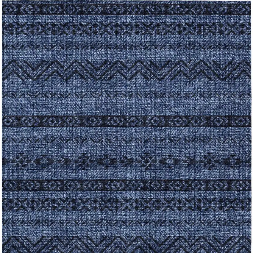 Navy Blue Southwestern Washable Indoor Outdoor Area Rug Photo 6
