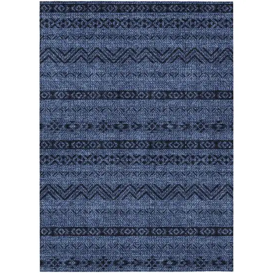 Navy Blue Southwestern Washable Indoor Outdoor Area Rug Photo 2