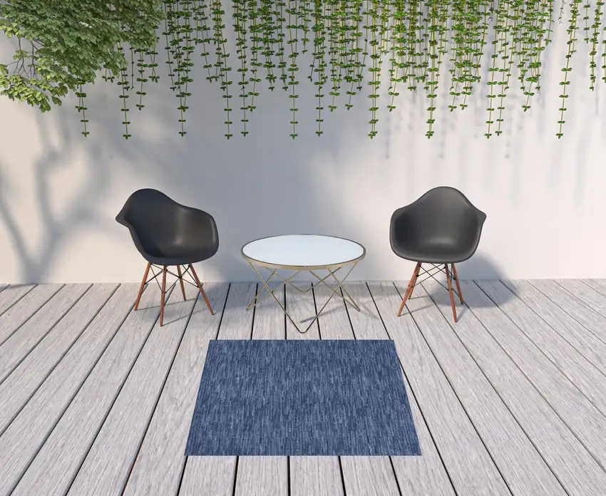 Navy Blue Square Non Skid Indoor Outdoor Area Rug Photo 2