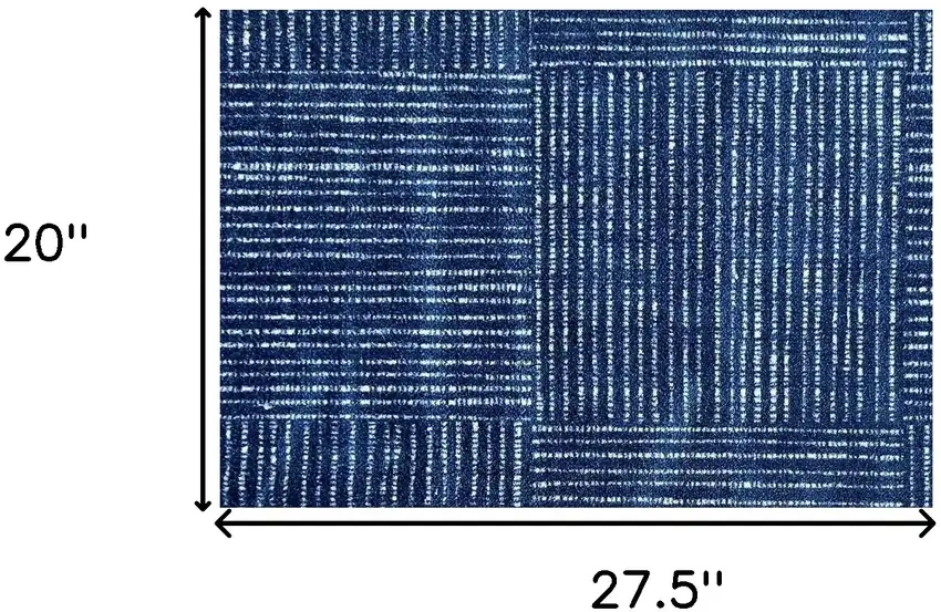 Navy Blue Striped Washable Area Rug With UV Protection Photo 5