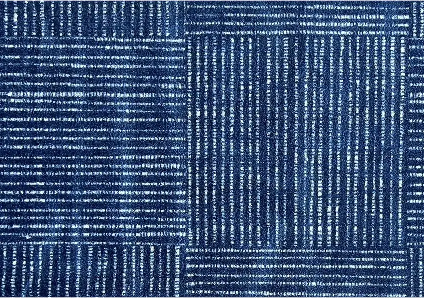 Navy Blue Striped Washable Area Rug With UV Protection Photo 1