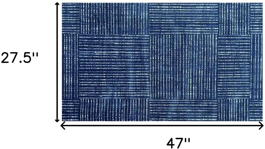 Navy Blue Striped Washable Area Rug With UV Protection Photo 5