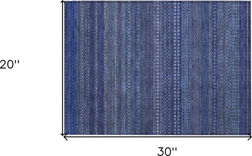 Navy Blue Striped Washable Non Skid Indoor Outdoor Area Rug Photo 3