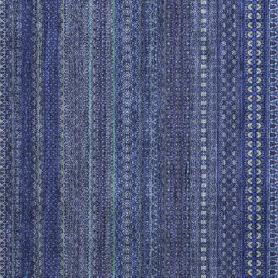 Navy Blue Striped Washable Non Skid Indoor Outdoor Area Rug Photo 9