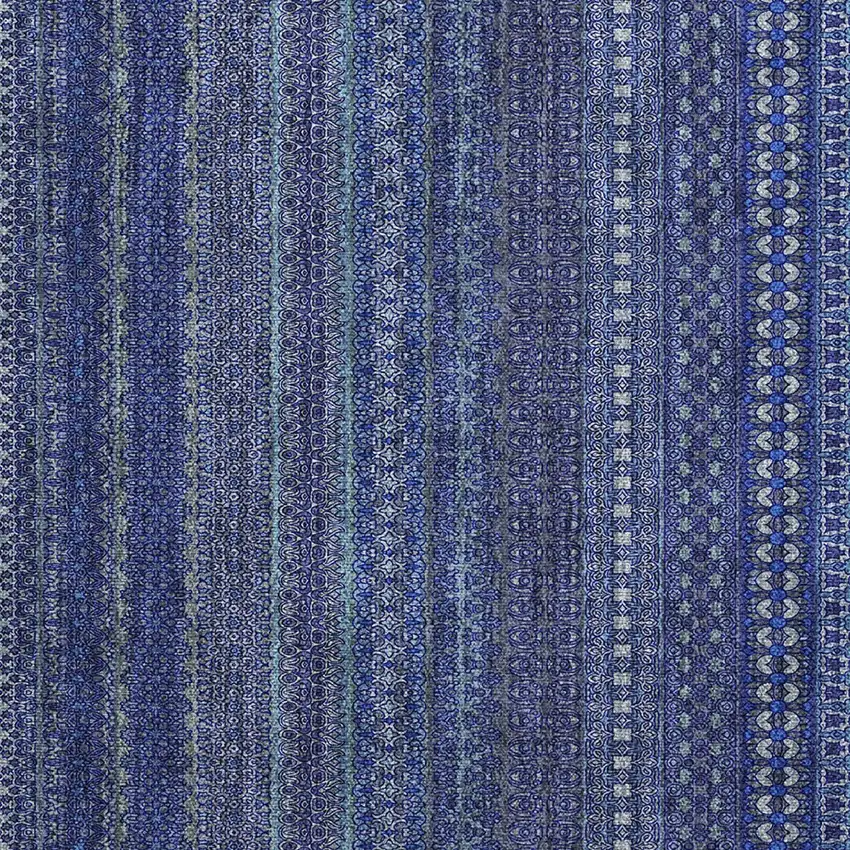Navy Blue Striped Washable Non Skid Indoor Outdoor Area Rug Photo 9