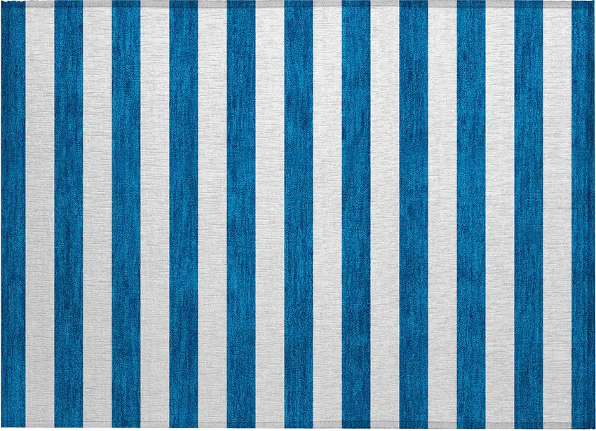 Navy Blue Striped Washable Non Skid Indoor Outdoor Area Rug Photo 2