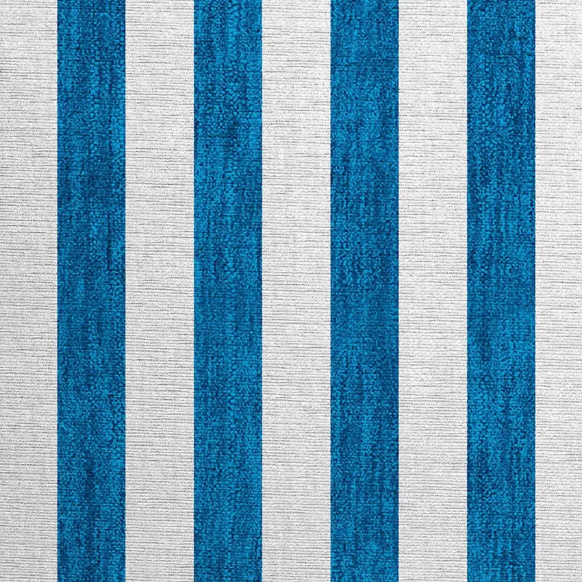 Navy Blue Striped Washable Non Skid Indoor Outdoor Area Rug Photo 6