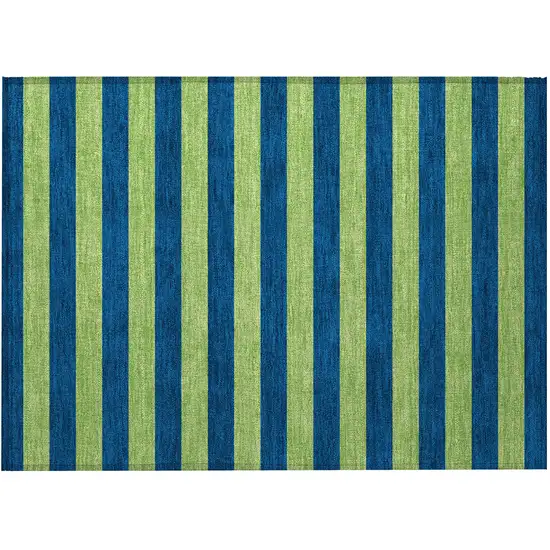 Navy Blue Striped Washable Non Skid Indoor Outdoor Area Rug Photo 5