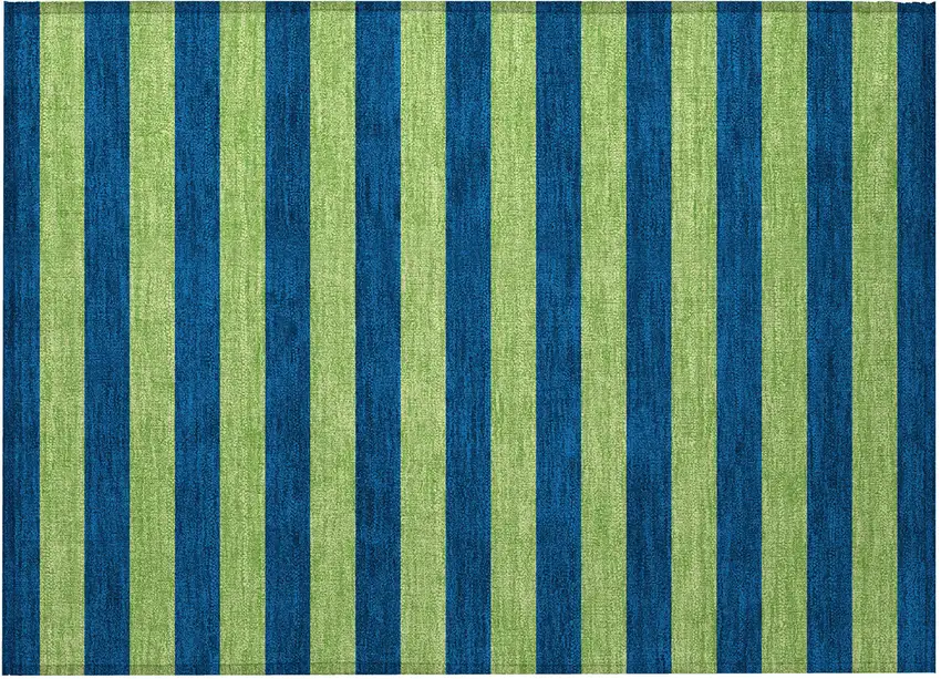 Navy Blue Striped Washable Non Skid Indoor Outdoor Area Rug Photo 5
