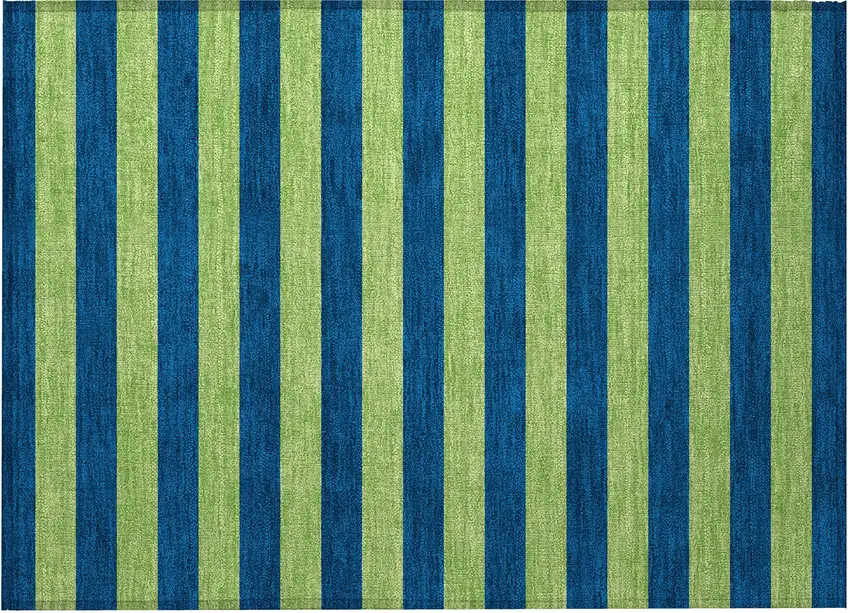 Navy Blue Striped Washable Non Skid Indoor Outdoor Area Rug Photo 5