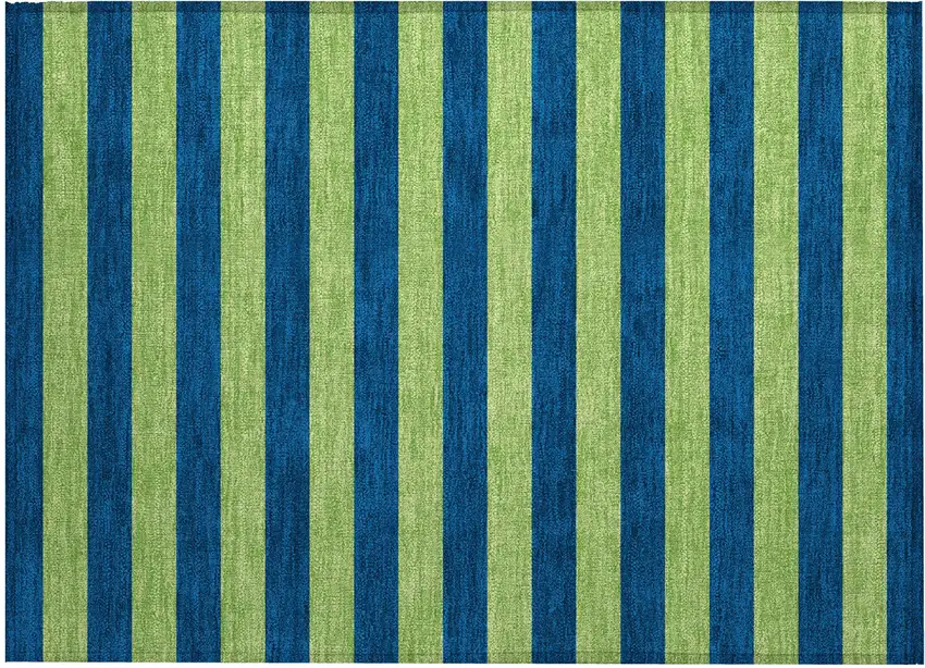 Navy Blue Striped Washable Non Skid Indoor Outdoor Area Rug Photo 2