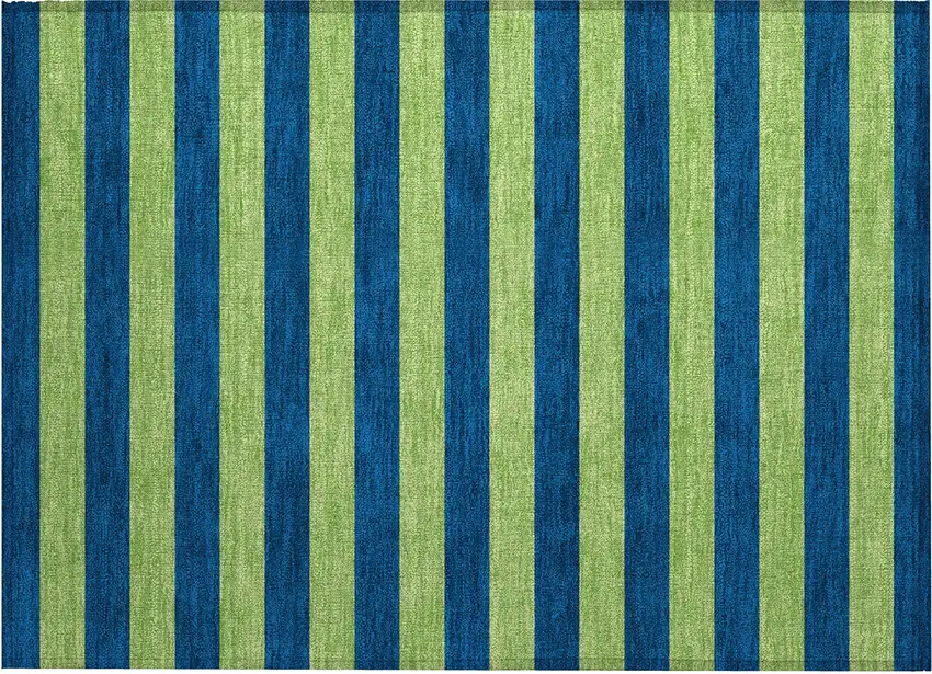 Navy Blue Striped Washable Non Skid Indoor Outdoor Area Rug Photo 2