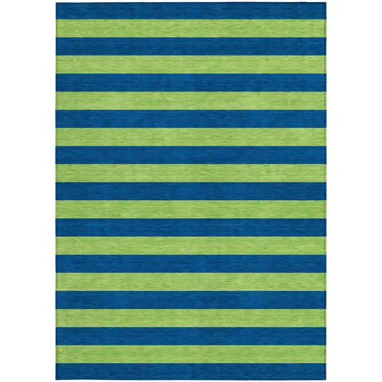 Navy Blue Striped Washable Non Skid Indoor Outdoor Area Rug Photo 5