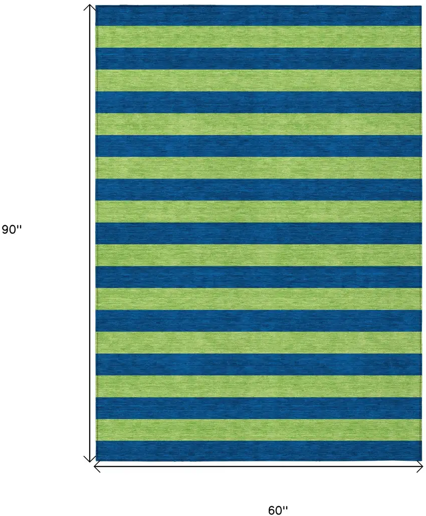 Navy Blue Striped Washable Non Skid Indoor Outdoor Area Rug Photo 3