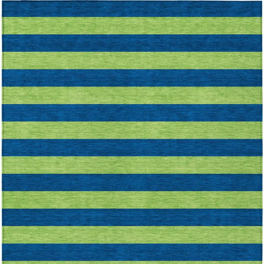 Navy Blue Striped Washable Non Skid Indoor Outdoor Area Rug Photo 7