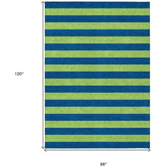 Navy Blue Striped Washable Non Skid Indoor Outdoor Area Rug Photo 8