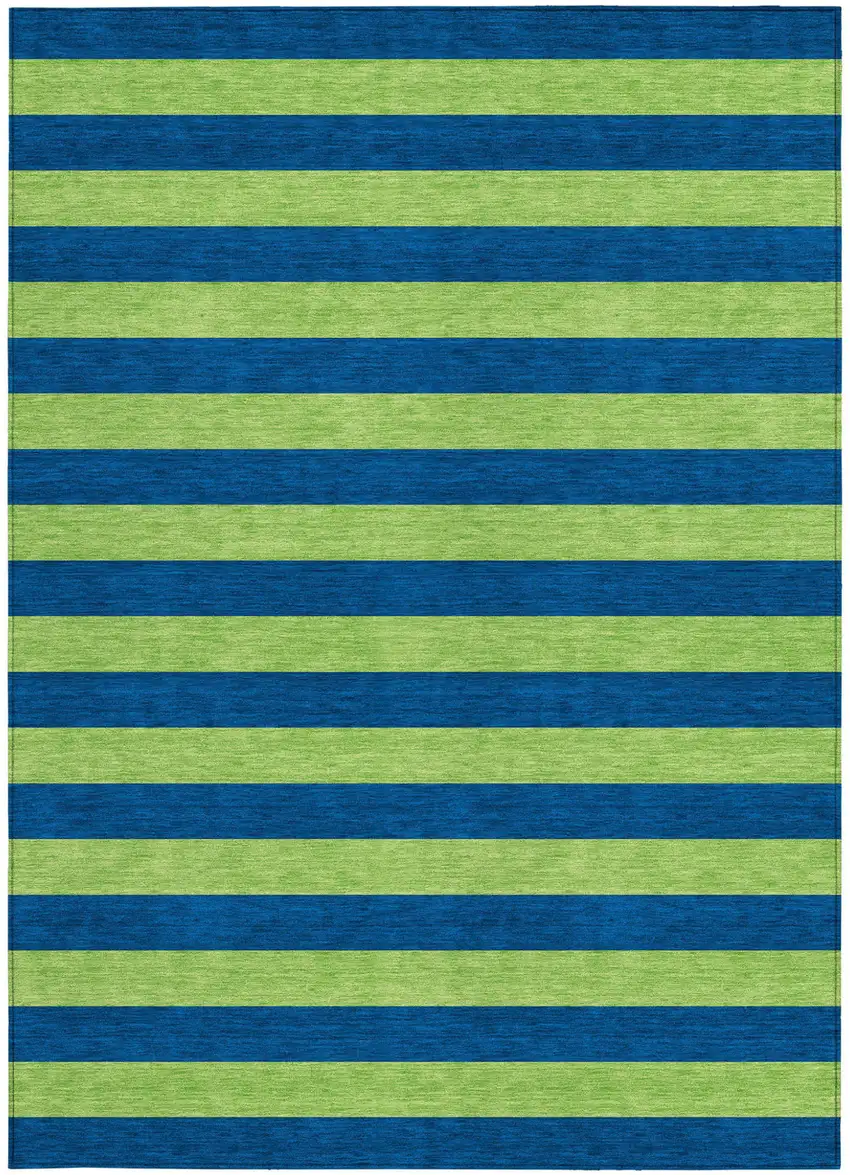 Navy Blue Striped Washable Non Skid Indoor Outdoor Area Rug Photo 4