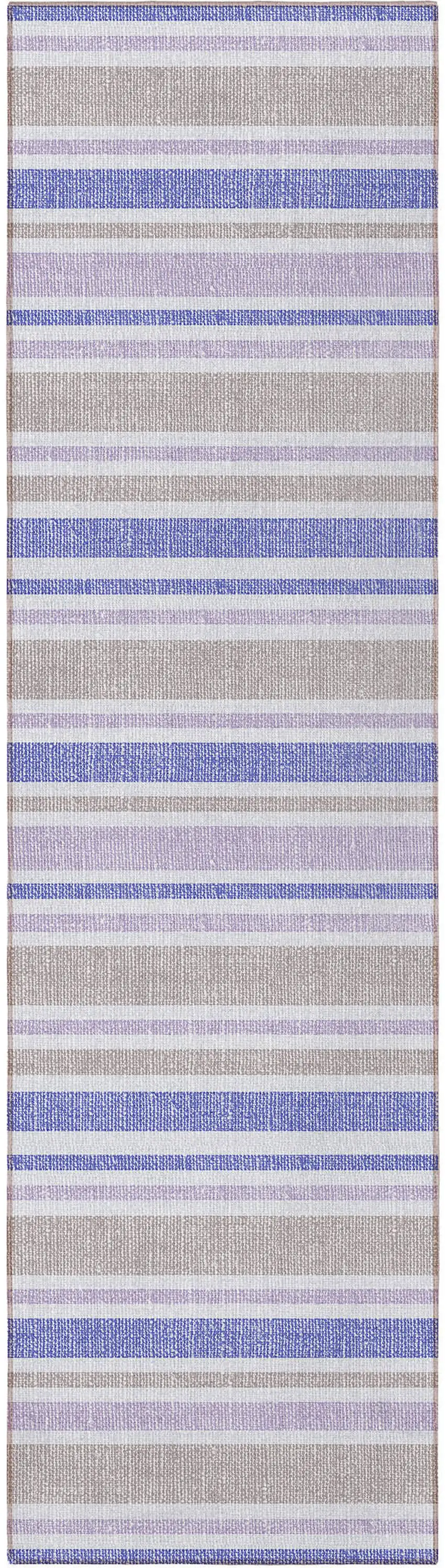 Navy Blue Striped Washable Non Skid Runner Rug With UV Protection Photo 4