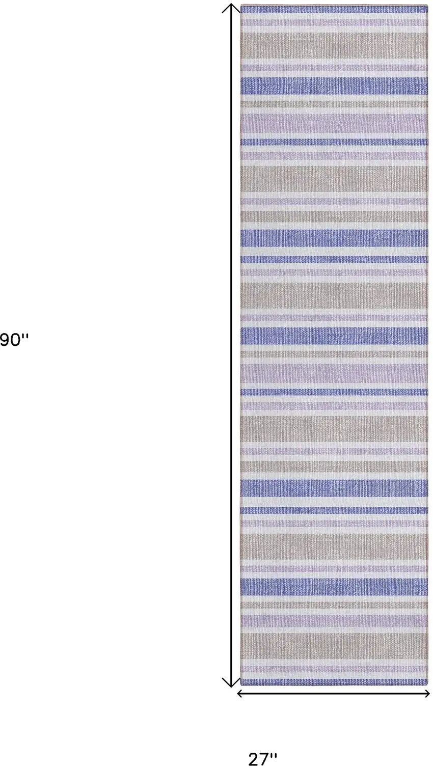Navy Blue Striped Washable Non Skid Runner Rug With UV Protection Photo 3