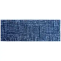 Photo of Navy Blue Striped Washable Runner Rug With UV Protection