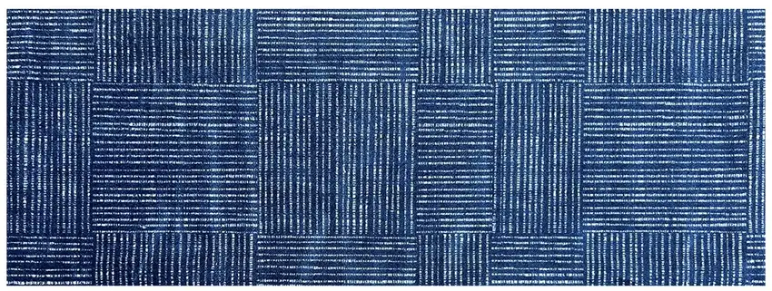 Navy Blue Striped Washable Runner Rug With UV Protection Photo 1