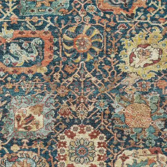 Navy Blue Terra Cotta And Beige Damask Washable Indoor Outdoor Area Rug Photo 6