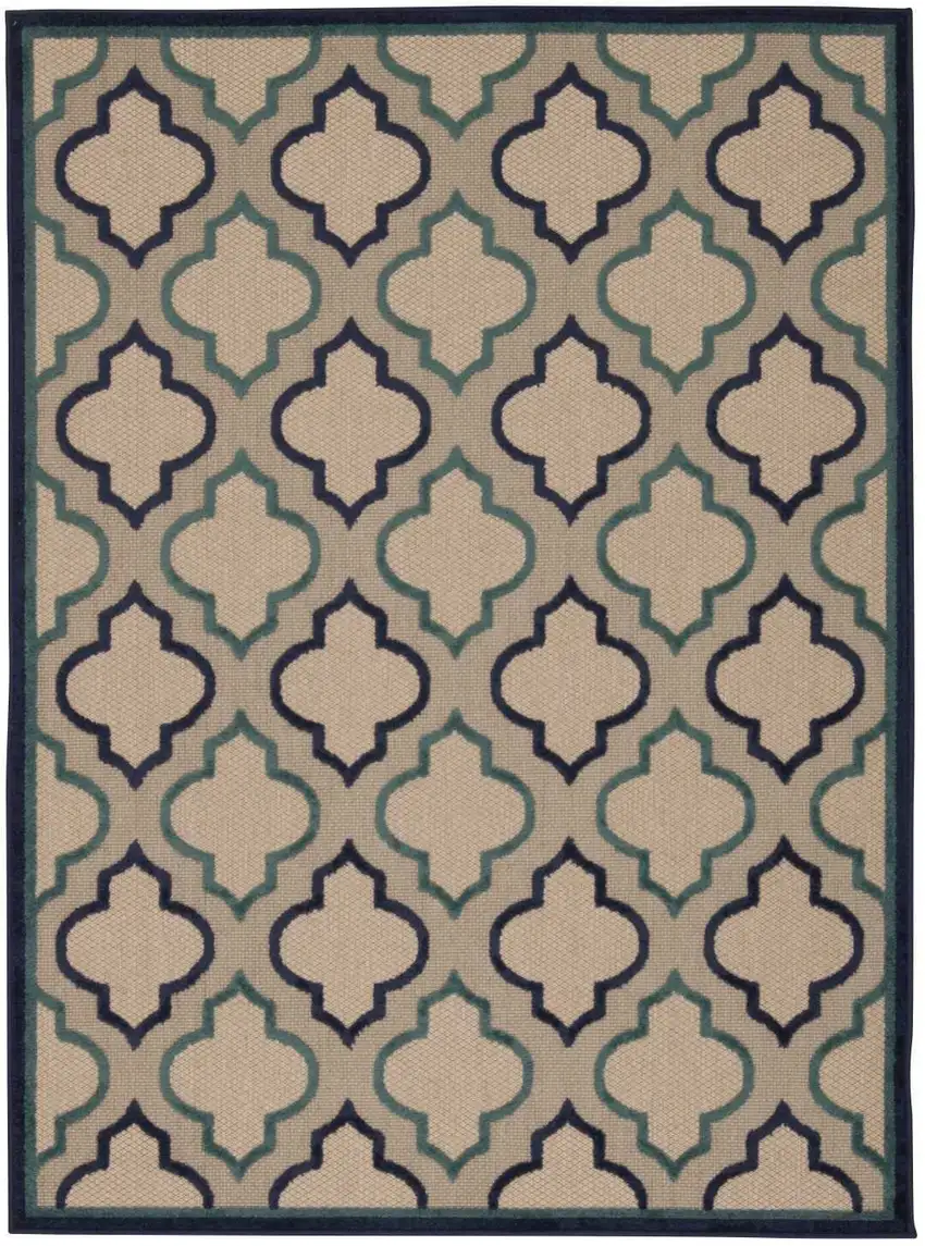 Navy Blue Trellis Indoor Outdoor Area Rug Photo 1