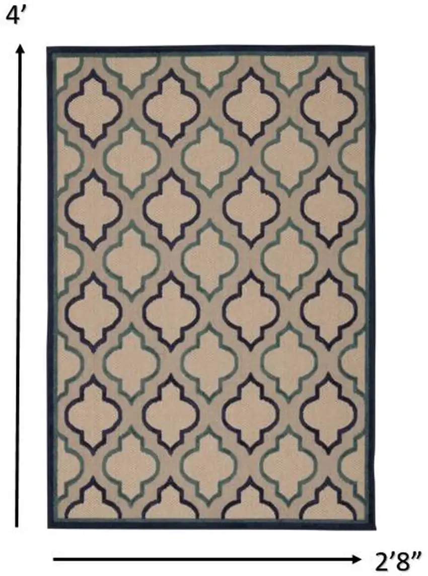 Blue And Ivory Geometric Indoor Outdoor Area Rug Photo 6